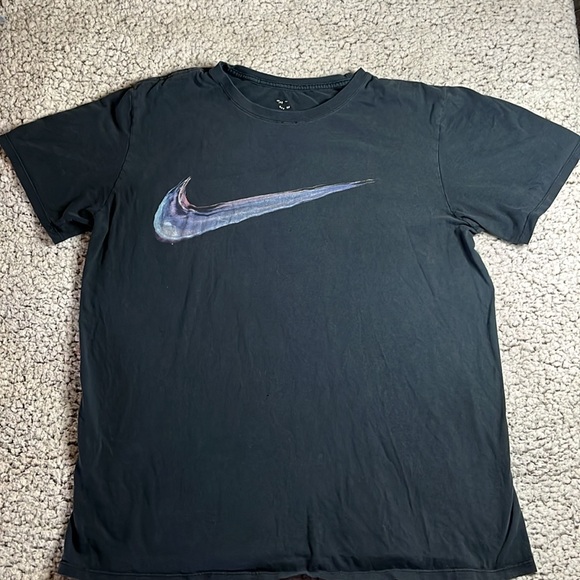 Nike men’s large athletic dri fit black t shirt Nike swoosh men’s activewear - Picture 1 of 4